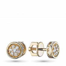14K Yellow Gold Earring Studs with 14 Round-Cut Lab-Created Diamonds 0.211 CT.TW