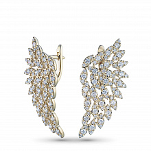 14K Yellow Gold Earrings with 162 Round-Cut Lab-Created Diamonds 1.766 CT.TW