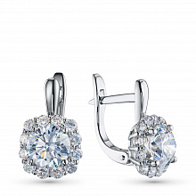 14K White Gold Earrings with 26 Round-Cut Lab-Created Diamonds 2.902 CT.TW