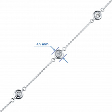 14K White Gold Bracelet with 3 Round-Cut Lab-Created Diamonds 0.138 CT.TW