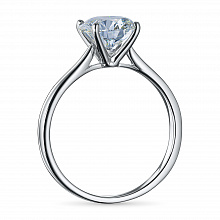 14K White Gold Ring with 1 Round-Cut Lab-Created Diamond 2.1 CT.TW