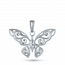 Sterling Silver Pendant with 1 Round-Cut Lab-Created Diamond 0.006 CT.TW