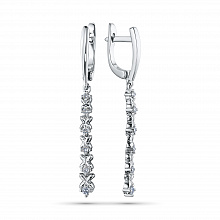 Sterling Silver Earrings with 12 Round-Cut Lab-Created Diamonds 0.306 CT.TW