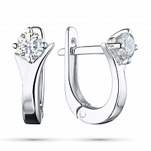 Sterling Silver Earrings with 2 Round-Cut Lab-Created Diamonds 0.47 CT.TW