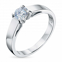 14K White Gold Ring with 1 Round-Cut Lab-Created Diamond 0.757 CT.TW
