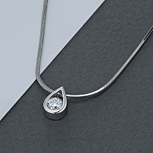 14K White Gold Pendant with 1 Round-Cut Lab-Created Diamond 0.582 CT.TW