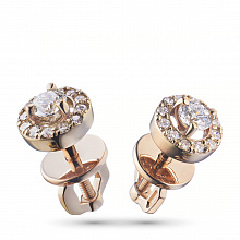 14K Rose Gold Earring Studs with 32 Round-Cut Lab-Created Diamonds 0.53 CT.TW