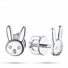 Sterling Silver Earring Studs with 4 Round-Cut Lab-Created Diamonds 0.034 CT.TW