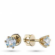 14K Yellow Gold Earring Studs with 2 Round-Cut Lab-Created Diamonds 1.029 CT.TW
