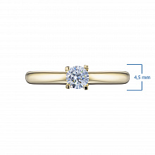 14K Yellow Gold Ring with 1 Round-Cut Lab-Created Diamond 0.261 CT.TW
