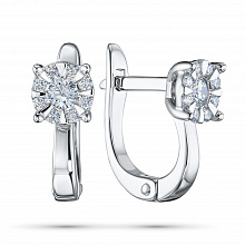 Sterling Silver Earrings with 18 Round-Cut Lab-Created Diamonds 0.297 CT.TW