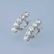 14K White Gold Earrings with 10 Round-Cut Lab-Created Diamonds 2.015 CT.TW