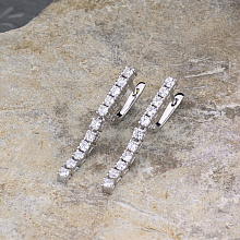 14K White Gold Earrings with 22 Round-Cut Lab-Created Diamonds 1.452 CT.TW