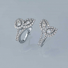 14K White Gold Earrings with 92 Round-Cut Lab-Created Diamonds 1.216 CT.TW