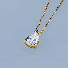 14K Yellow Gold Pendant with 1 Pear-Cut Lab-Created Diamond 1.052 CT.TW