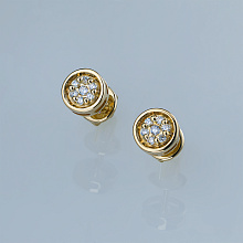 14K Yellow Gold Earring Studs with 14 Round-Cut Lab-Created Diamonds 0.211 CT.TW