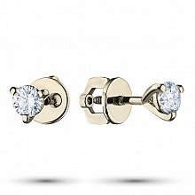 14K Yellow Gold Earring Studs with 2 Round-Cut Lab-Created Diamonds 0.74 CT.TW