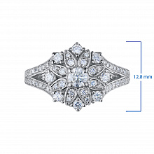 14K White Gold Ring with 65 Round-Cut Lab-Created Diamonds 0.888 CT.TW