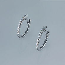 Sterling Silver Earrings with 24 Round-Cut Lab-Created Diamonds 0.143 CT.TW
