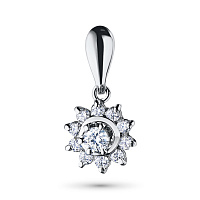 14K White Gold Pendant with 11 Round-Cut Lab-Created Diamonds 0.557 CT.TW - изображение 1