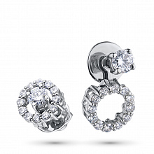 14K White Gold Earring Studs with 26 Round-Cut Lab-Created Diamonds 0.691 CT.TW