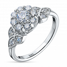 14K White Gold Ring with 15 Round-Cut Lab-Created Diamonds 0.748 CT.TW