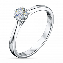 14K White Gold Ring with 1 Round-Cut Lab-Created Diamond 0.51 CT.TW