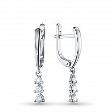 14K White Gold Earrings with 6 Round-Cut Lab-Created Diamonds 0.482 CT.TW