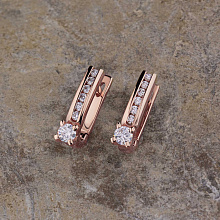 14K Rose Gold Earrings with 14 Round-Cut Lab-Created Diamonds 0.598 CT.TW