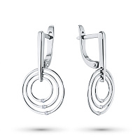 Sterling Silver Earrings with 6 Round-Cut Lab-Created Diamonds 0.059 CT.TW - изображение 1