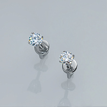 14K White Gold Earring Studs with 2 Round-Cut Lab-Created Diamonds 0.515 CT.TW