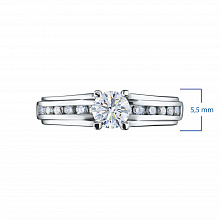 14K White Gold Ring with 14 Round-Cut Lab-Created Diamonds 0.846 CT.TW
