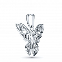 Sterling Silver Pendant with 1 Round-Cut Lab-Created Diamond 0.006 CT.TW