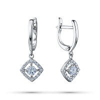 14K White Gold Earrings with 34 Round-Cut Lab-Created Diamonds 0.777 CT.TW - изображение 1