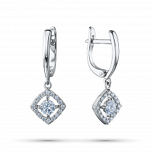 14K White Gold Earrings with 34 Round-Cut Lab-Created Diamonds 0.777 CT.TW