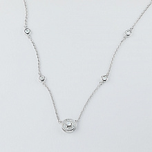 14K White Gold Necklace with 23 Round-Cut Lab-Created Diamonds 0.366 CT.TW