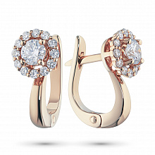 14K Rose Gold Earrings with 26 Round-Cut Lab-Created Diamonds 0.945 CT.TW
