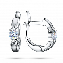 Sterling Silver Earrings with 2 Round-Cut Lab-Created Diamonds 0.308 CT.TW