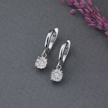 Sterling Silver Earrings with 18 Round-Cut Lab-Created Diamonds 0.358 CT.TW