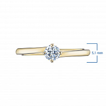 14K Yellow Gold Ring with 1 Round-Cut Lab-Created Diamond 1.045 CT.TW
