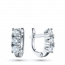 14K White Gold Earrings with 6 Round-Cut Lab-Created Diamonds 1.44 CT.TW