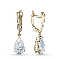 14K Yellow Gold Earrings with 2 Pear-Cut Lab-Created Diamonds 4.08 CT.TW - изображение 1