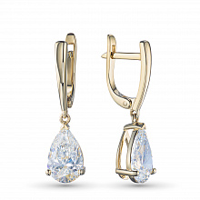 14K Yellow Gold Earrings with 2 Pear-Cut Lab-Created Diamonds 4.15 CT.TW