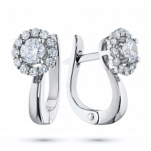 14K White Gold Earrings with 26 Round-Cut Lab-Created Diamonds 1.199 CT.TW