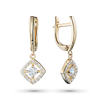 14K Yellow Gold Earrings with 34 Round-Cut Lab-Created Diamonds 0.693 CT.TW - изображение 1