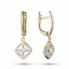 14K Yellow Gold Earrings with 34 Round-Cut Lab-Created Diamonds 0.693 CT.TW
