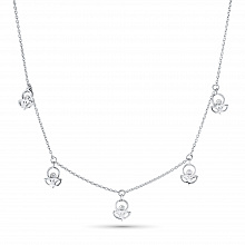 14K White Gold Necklace with 5 Round-Cut Lab-Created Diamonds 0.039 CT.TW