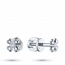 14K White Gold Earring Studs with 2 Round-Cut Lab-Created Diamonds 0.015 CT.TW