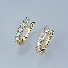 14K Yellow Gold Earrings with 10 Round-Cut Lab-Created Diamonds 1.327 CT.TW