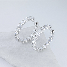 14K White Gold Earrings with 30 Round-Cut Lab-Created Diamonds 5.118 CT.TW